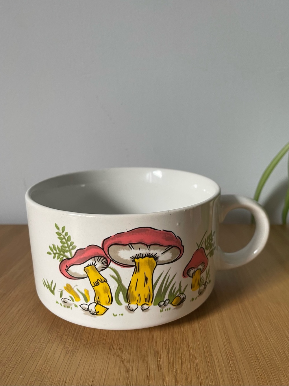 Vintage 1970s Mushroom Illustration Ceramic Soup Mug - Picture 2 of 9